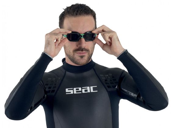 Очки для плавания Seac Aquatech тонированные стекла черный/зеленый