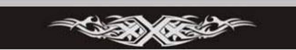 Наклейка лоб.стекла Светофильтр "XXX (тату)" 16,5х130см, (цвет черный), фон серебрянный 05484