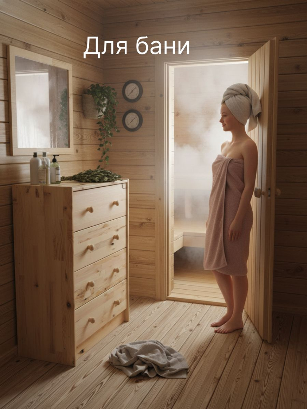 Комод 62х30х90, Раст, с 4 ящиками для одежды и игрушек, для охоты и рыбалки, массив дерева, дикая сосна, IKEA