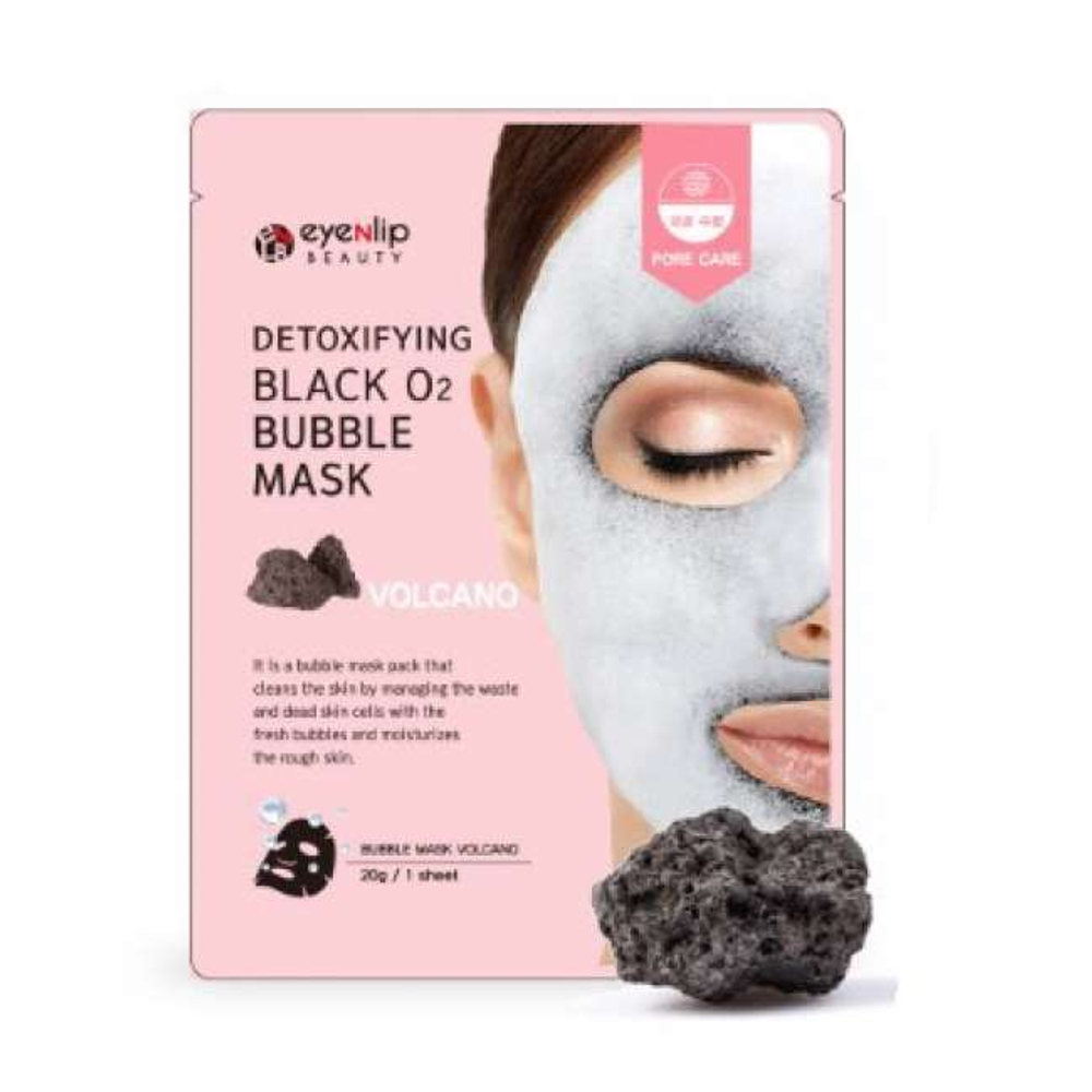 Маска тканевая кислородная Eyenlip Detoxifying Black O2 Bubble Mask