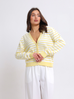 Кардиган в полоску с V-вырезом