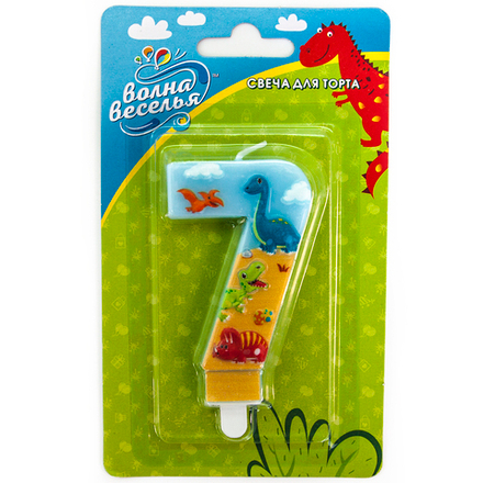 Свеча Цифра, 7 Динозаврики, 9 см