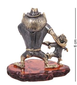 Народные промыслы AM-4119 Фигурка «Волк Вульфыч» (латунь, янтарь)