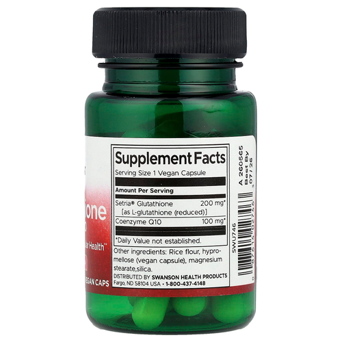 Swanson, L-глутатион с коэнзимом Q10, 30 веганских капсул