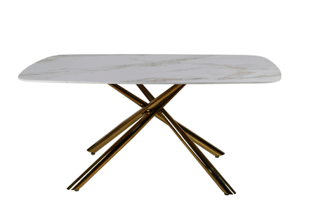 Стол обеденный Ist Casa Неаполь Голд, 160x90x76 см, серо-золотая керамика, золото