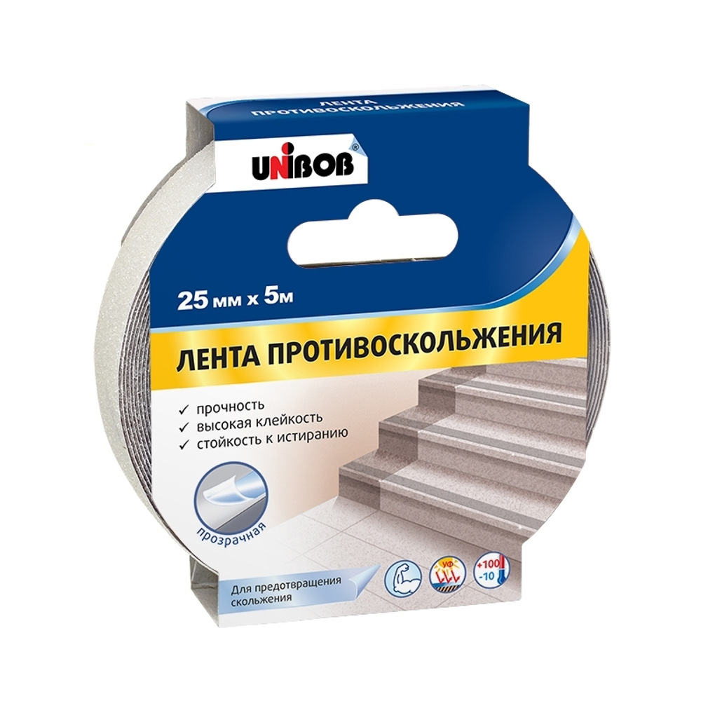 Unibob Лента противоскольжения, прозрачная, 54804, 25 мм х 5 м