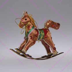 Бисерная ёлочная игрушка Лошадка-качалка