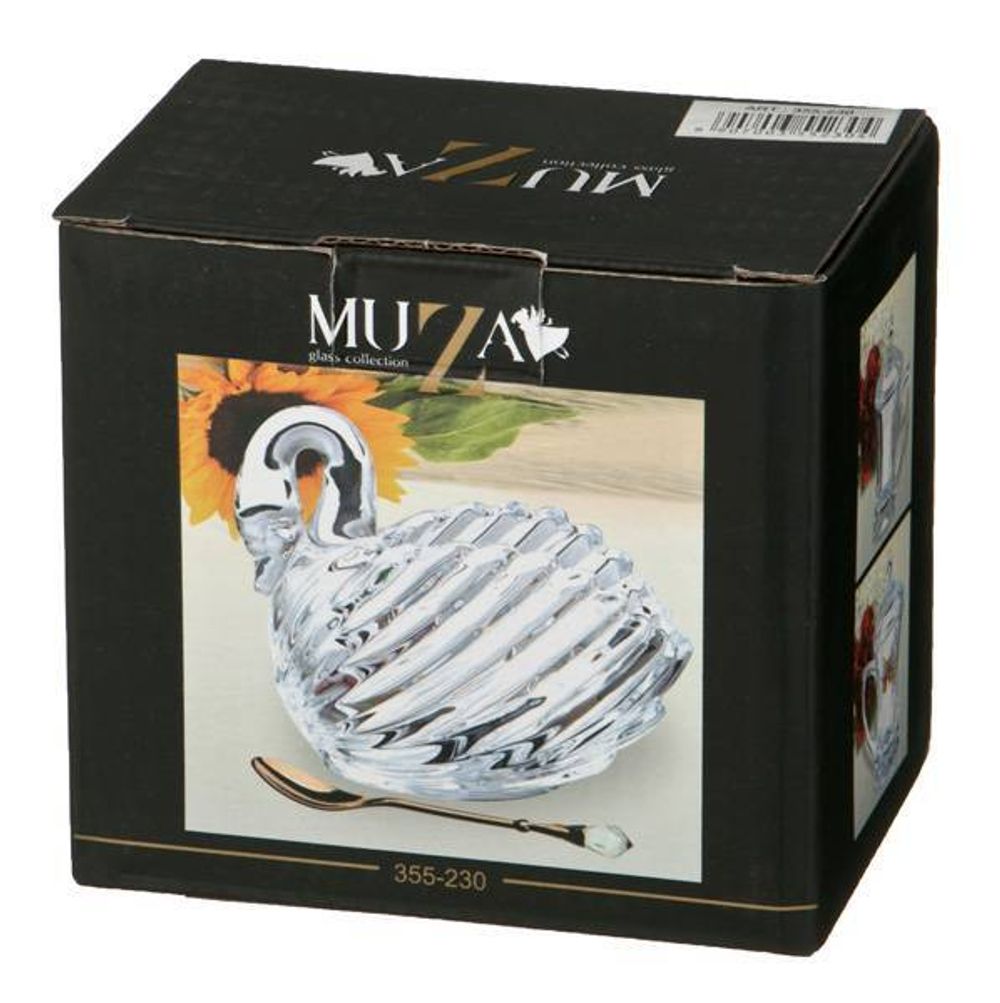 ИКОРНИЦА С ЛОЖКОЙ "ЛЕБЕДЬ" 110 МЛ. 11*6 СМ. ВЫСОТА=9,5 СМ. КОЛЛЕКЦИЯ "MUZA" (КОР=24ШТ.)