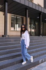 Джинсы Miss Bonbon с прямым кроем и рваными концами