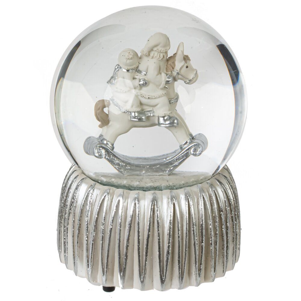 GAEM Фигурка декор в стекл шаре "Дед Мороз на лошадке" (муз с ключ), D 10 см, L10 W10 H15 см