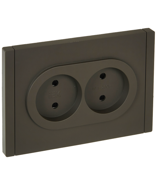 FORTE&PIANO Розетка 2-местная без заземления с защитными шторками безвинтовое крепление 10А FP325 серый IEK