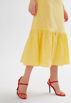 Платье Doll, юбка с воланом, жёлтый