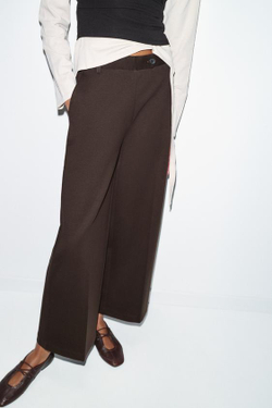 ZARA БРЮКИ ИЗ ИНТЕРЛОКА, ШОКОЛАДНЫЙ