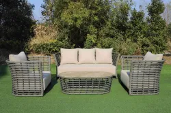 "Валенсия" диван из искусственного ротанга трехместный, цвет серый