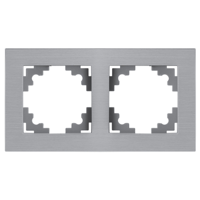 Рамка 2-местная, металл, STEKKER, MFR00-7002-03 , серия Катрин, серебро 50015