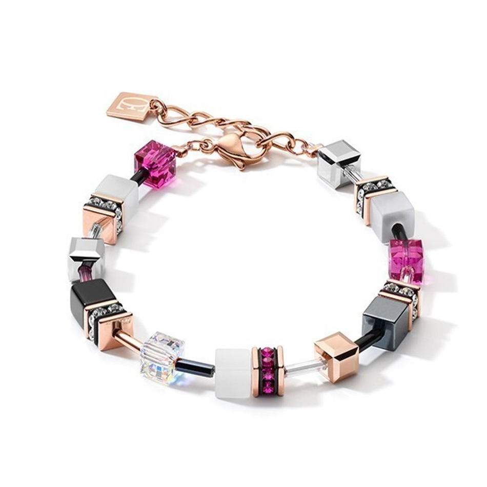 Браслет Coeur de Lion White&Pink Rose Gold 4013/30-0400 цвет розовый, золотой, белый, серый