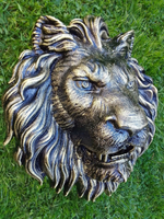 Кованый элемент Лев литой, патина золотая бронза 45х42 (15 см), вес 7 кг. Ручная работа