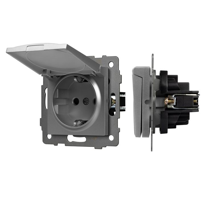 Механизм розетки влагозащищённый SCT-MCP-PL-GR-V (250V, 16A) Arlight 049836