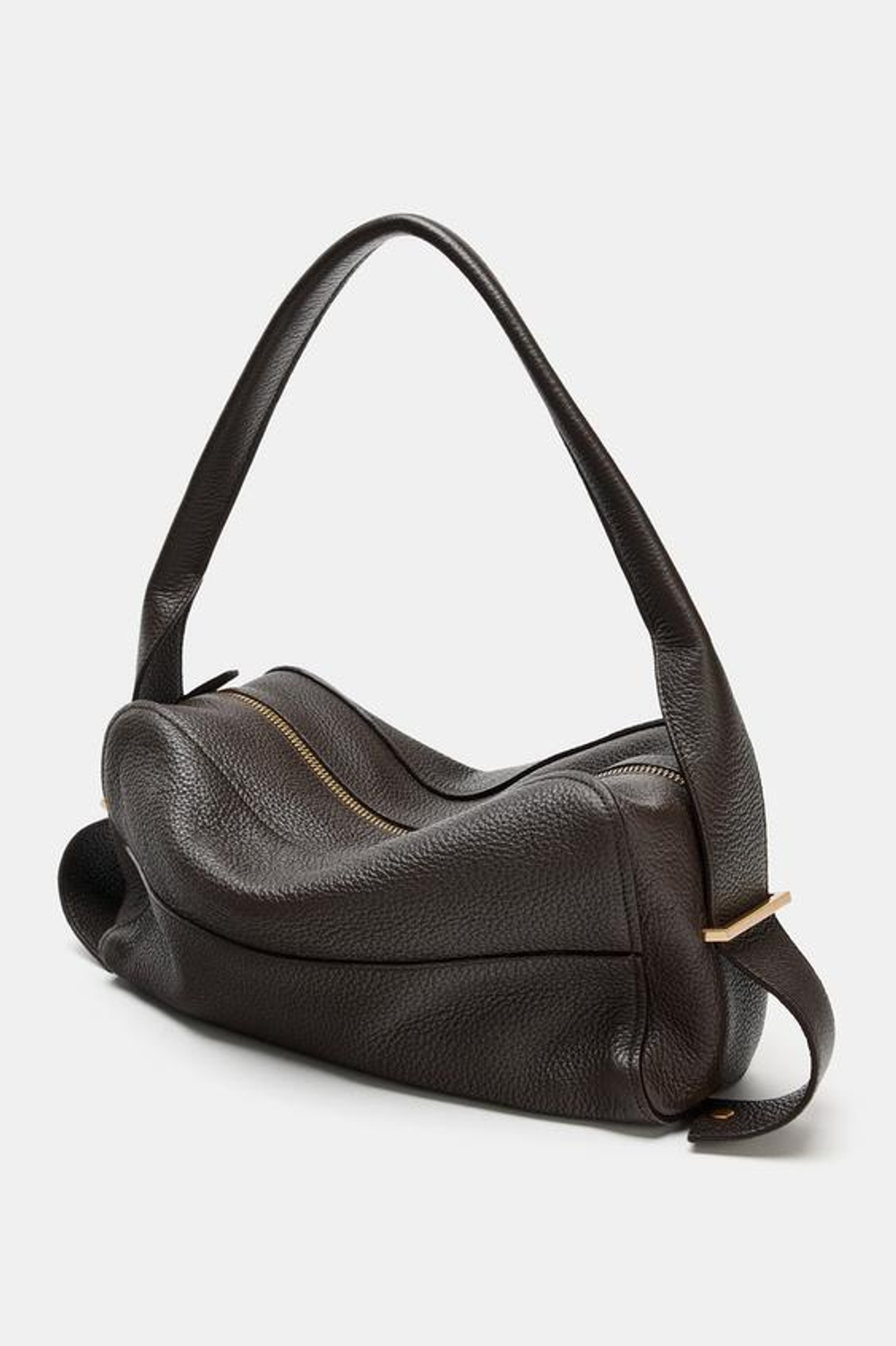 ZARA КОЖАНАЯ СУМКА С ПЛЕЧЕВЫМ РЕМНЕМ, КОРИЧНЕВЫЙ