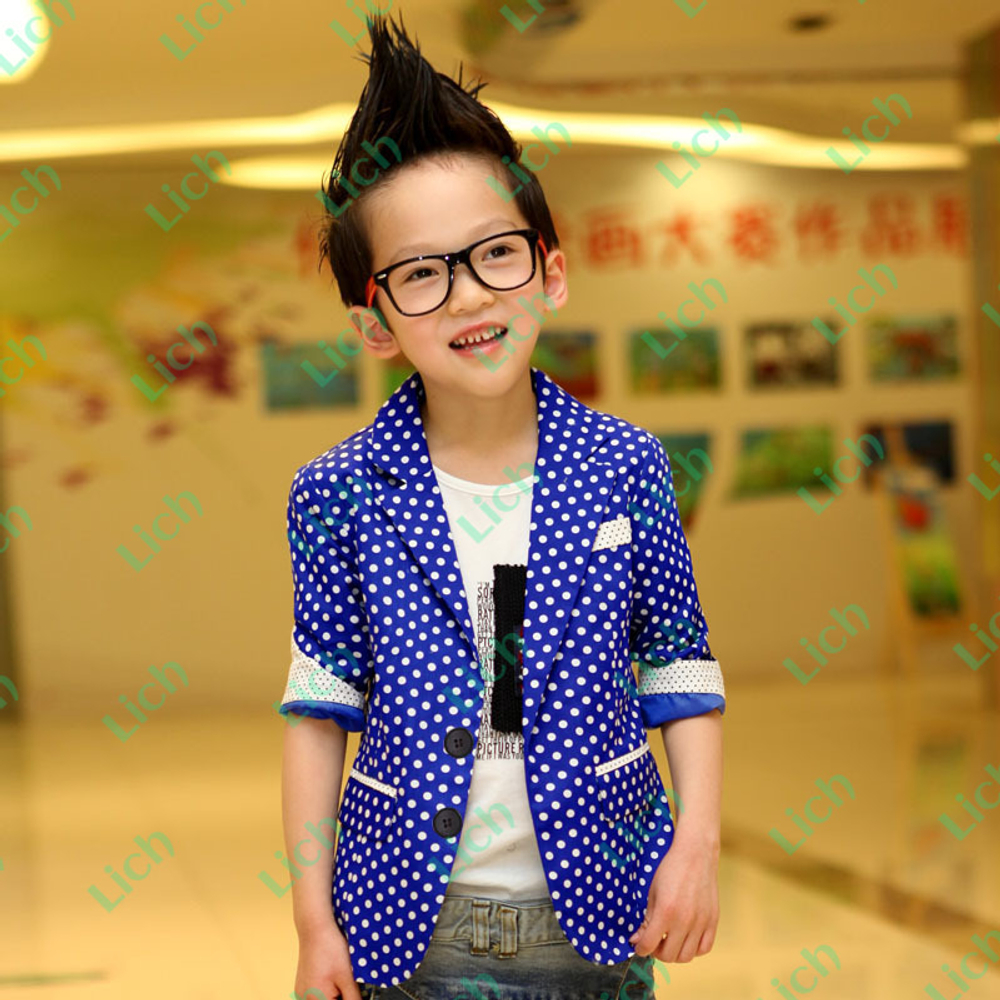 Пиджак детский в горох с фигурными манжетами на рукавах