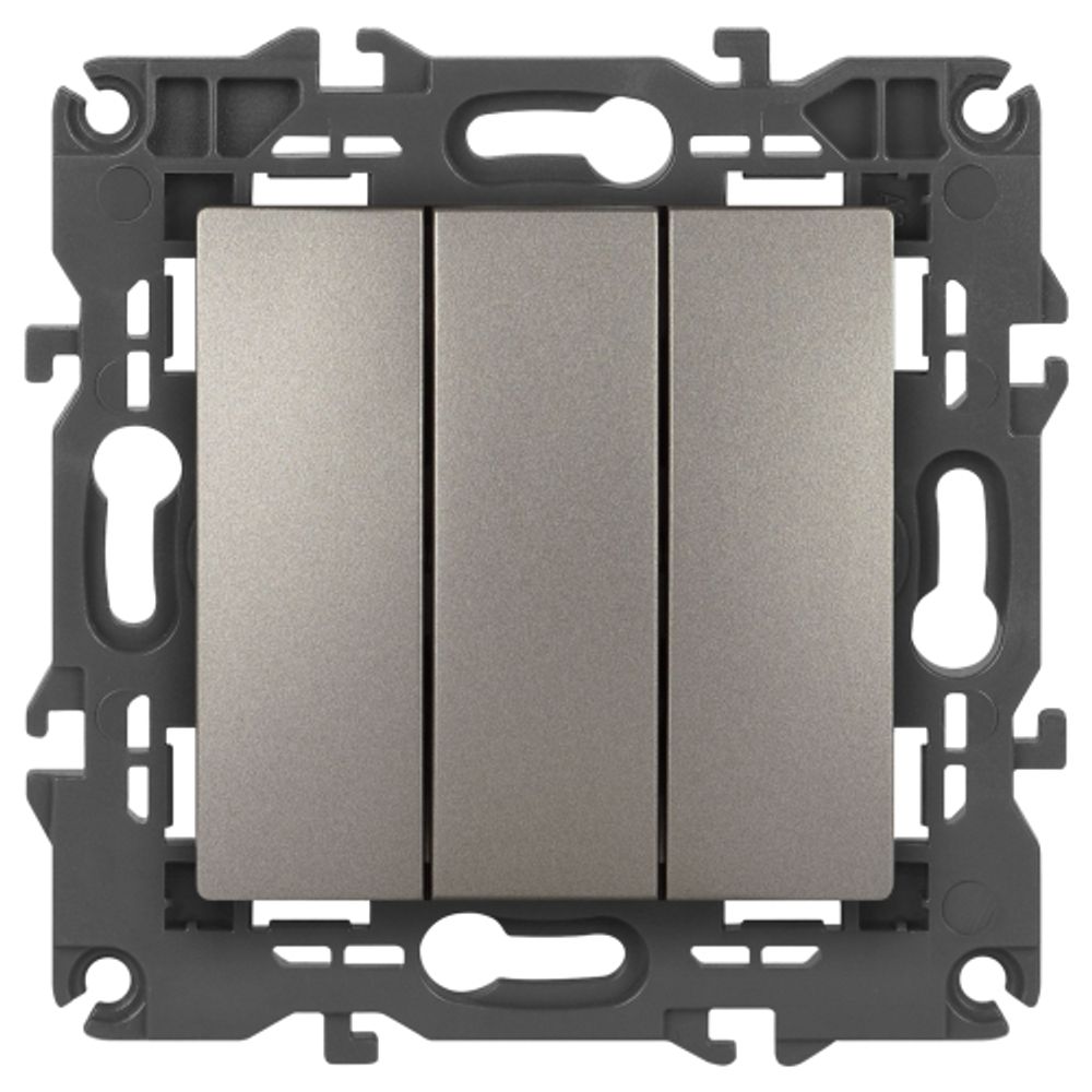 Выключатель ЭРА Elegance 14-1107-16 тройной, 10АХ-250В, титан