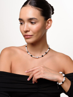 Браслет "Pearl charm" с черным агатом Silver