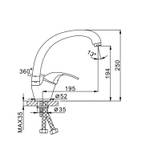 Смеситель для кухни 40к F4103 FRAP (выс.пов. излив, п/шпильку, хром, латунь)