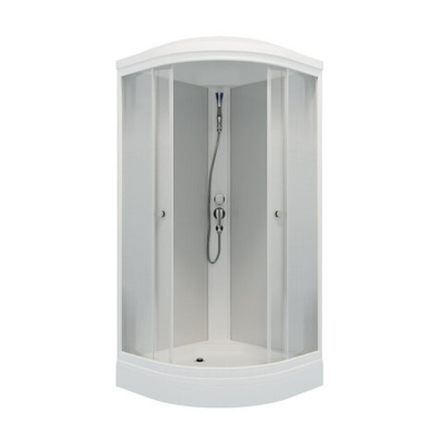 Душевая кабина "Лайт 90*90 А" 1/4 круга, низ. подд., Градиент, Белый, ДН4 (7 мест+сифон D90мм)
