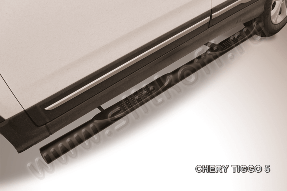 Пороги стальные Chery Tiggo 5 (2014-2016) d76 (серебристые)