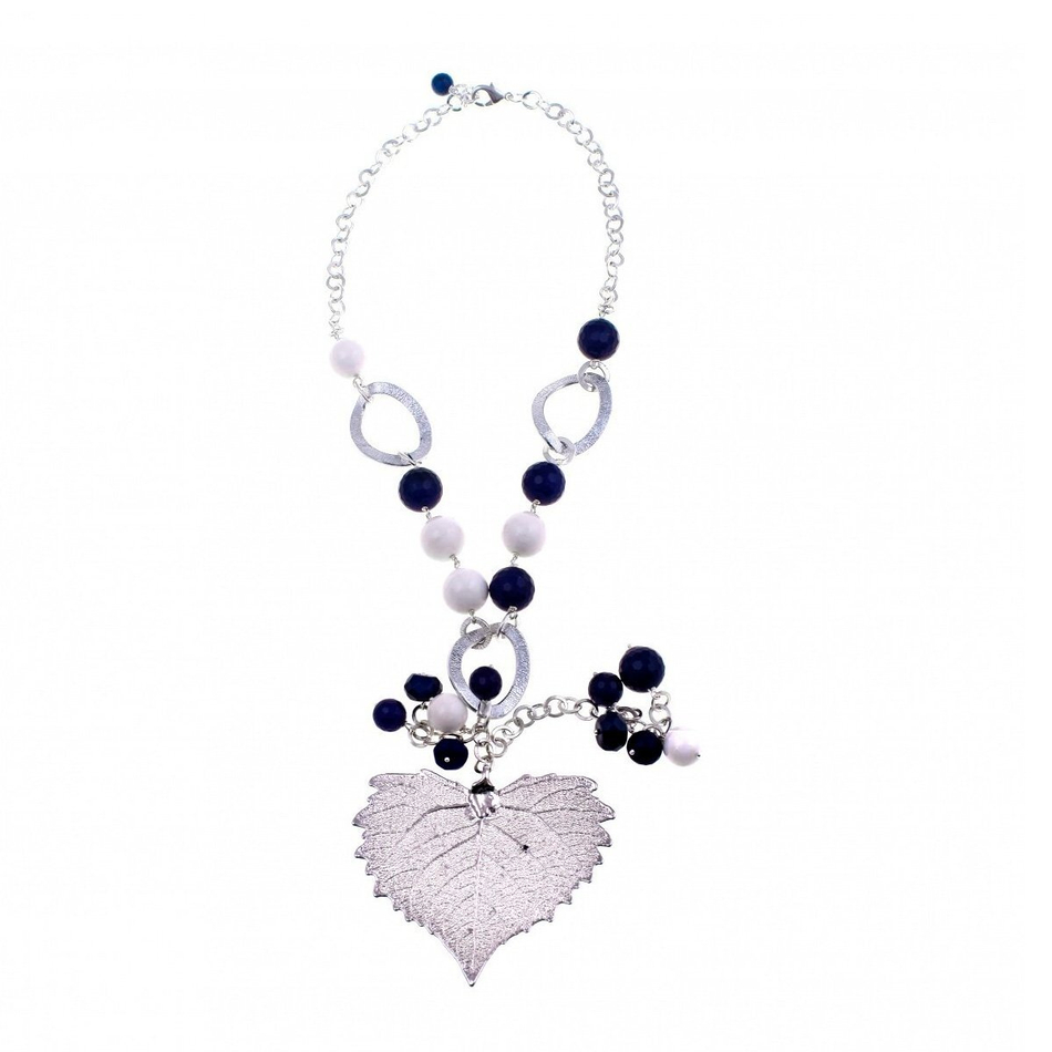 Колье лист Ester Bijoux Тополь CL966/34-S/BL BW