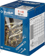 ЗУБР М8 x 40 мм, анкерный болт с гайкой, 100 шт, Профессионал (302342-08-040)