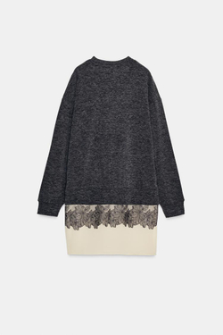 ZARA КОМБИНИРОВАННОЕ ПЛАТЬЕ С ЭФФЕКТОМ МЯГКОСТИ, СЕРЫЙ МЕЛАНЖ