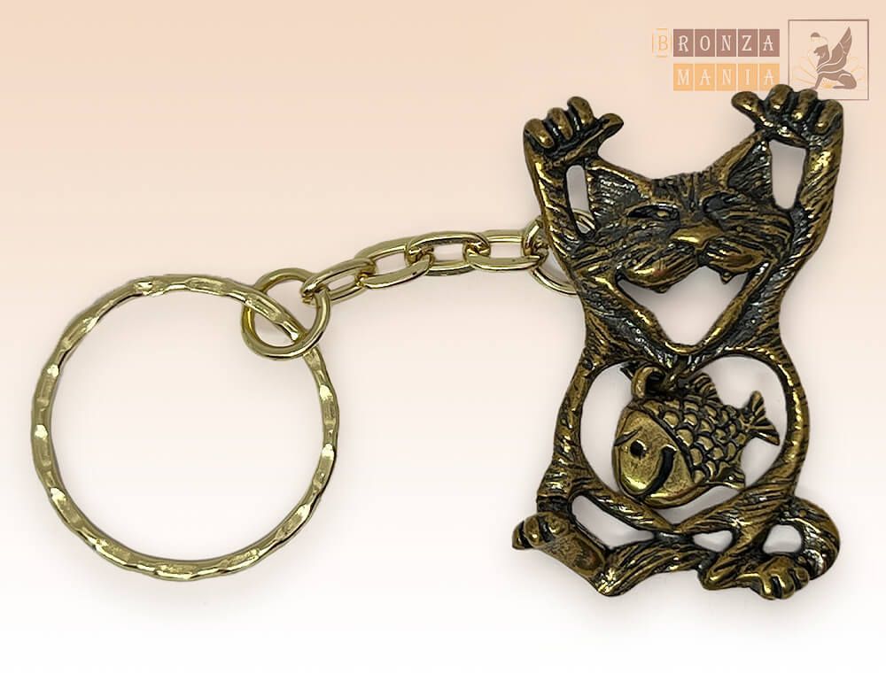 брелок Кот сытый с рыбкой