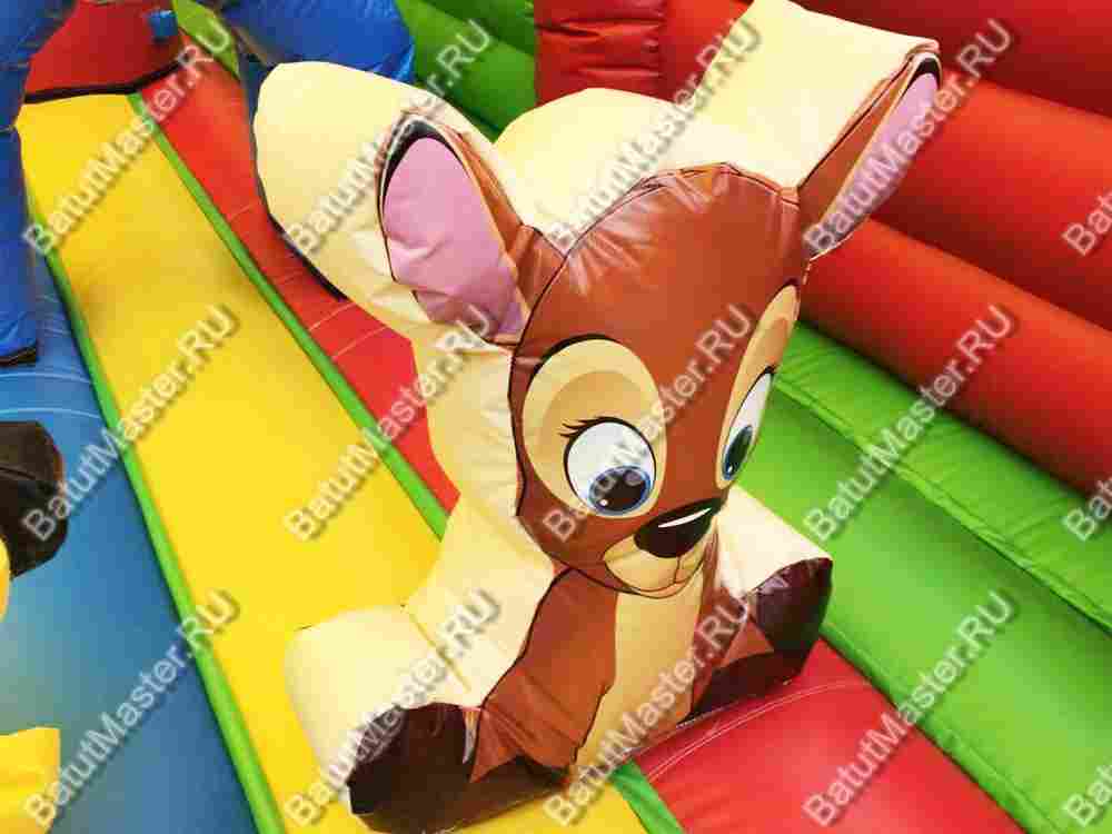 Надувной батут "Страна Сафария" с крышей и высокими горками 13*7*6 м