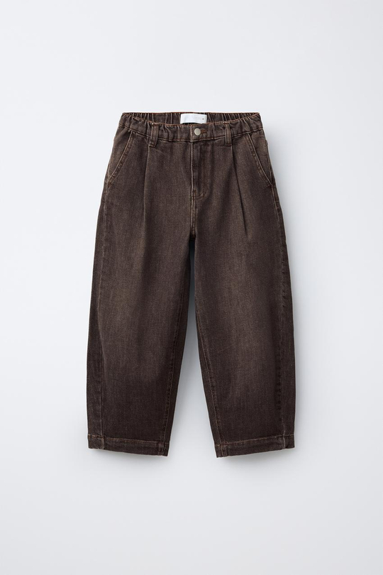 ZARA ДЖИНСЫ BALLOON С ЭФФЕКТОМ ПОТЕРТОСТИ, КОРИЧНЕВЫЙ