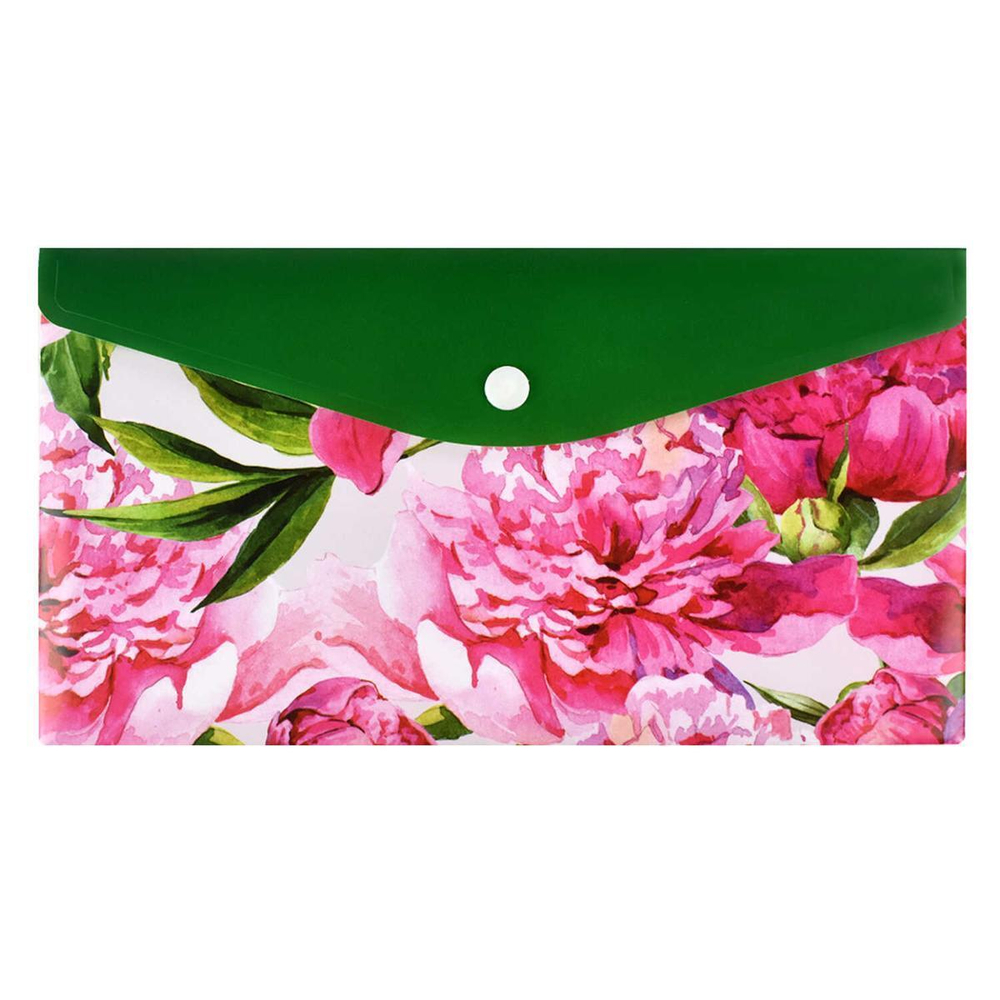 Папка д/документов на кнопке 26x14см 1 отд. "Нежные цветы" (Феникс+)