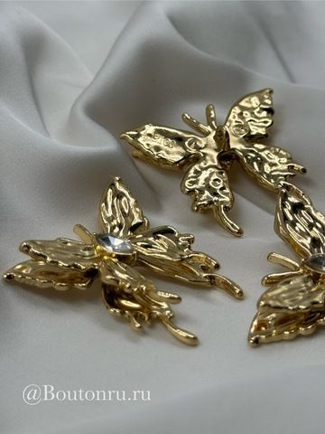 Пуговицы бабочки золотистые со стразами