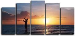 Модульная картина "Рыбалка на закате"