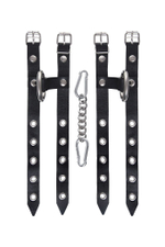 Черные однослойные кожаные наручники из двух ремешков (Цвет: черный)