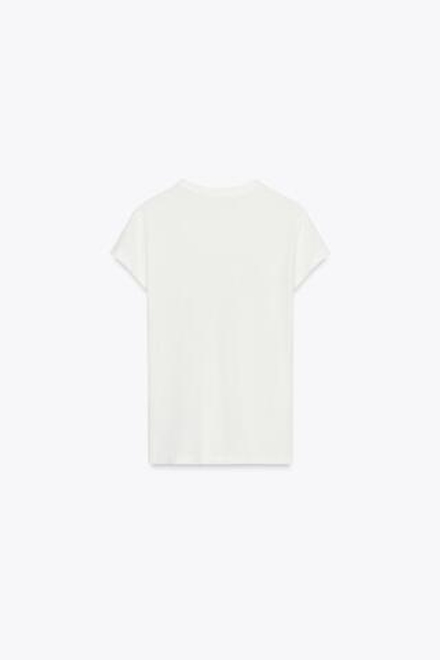 ZARA ФУТБОЛКА В СТИЛЕ РУСТИК С НАДПИСЬЮ, БЕЛЫЙ/ЗЕЛЕНЫЙ