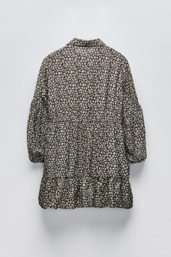 ZARA ПЛАТЬЕ-РУБАШКА С ЛЕОПАРДОВЫМ ПРИНТОМ, АНТРАЦИТОВО-СЕРЫЙ