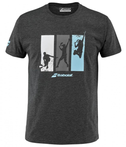 Футболка мужская теннисная Babolat Padel Cotton Tee Men - black heather