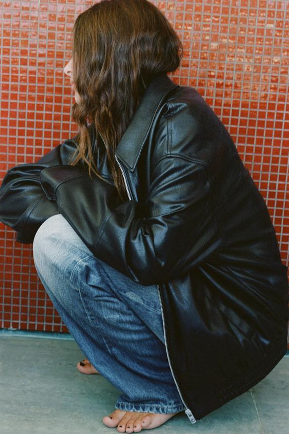 ZARA ДЖИНСЫ TRF RELAXED ОВЕРСАЙЗ С ВЫСОКОЙ ПОСАДКОЙ, СИНИЙ