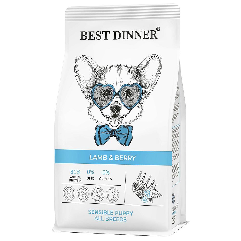 Сухой корм Best Dinner Puppy Sensible Lamb & Berry для щенков всех пород с ягненком 1,5кг Сухой корм Best Dinner Puppy Sensible Lamb & Berry для щенков всех пород с ягненком 1,5кг