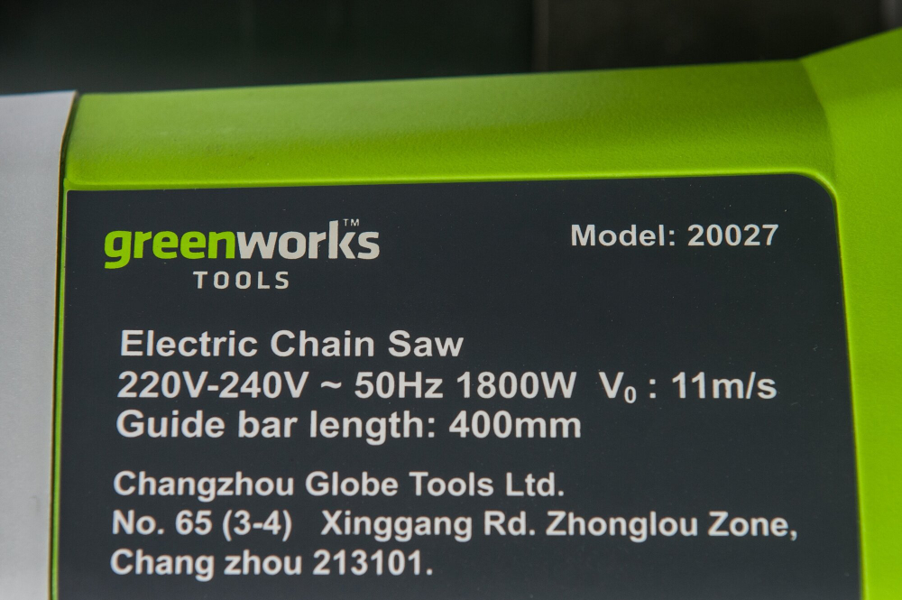 Цепная пила электрическая Greenworks GCS1840 1800W, шина 40см, цепь 56 зв, 3/8, 1.3 20027