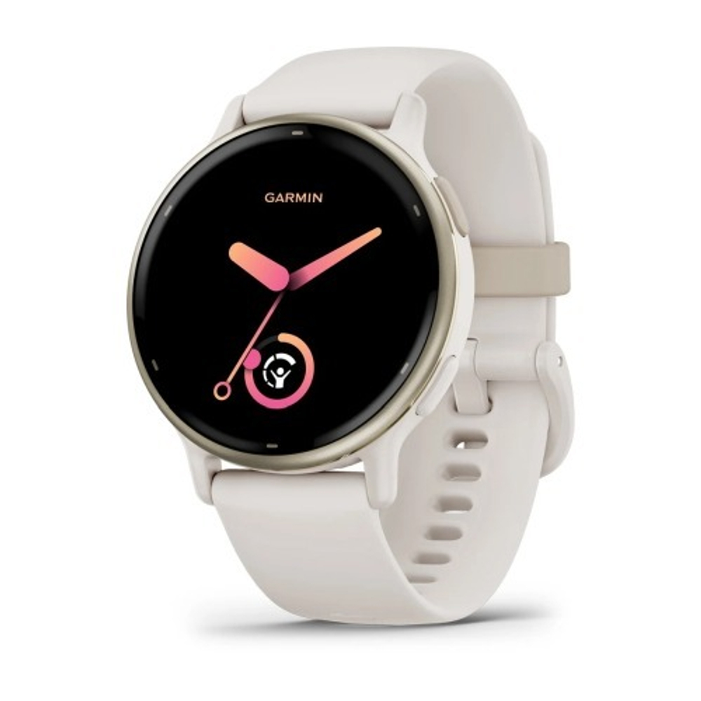 Смарт часы Garmin Vivoactive 5 цвета слоновой кости с золотистым безелем и силиконовым ремешком