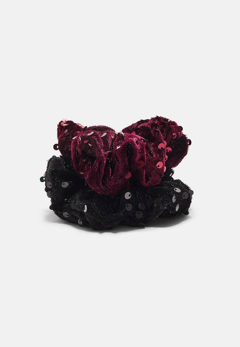 STRADIVARIUS Набор из 2 бархатных резинок для волос с пайетками, черный