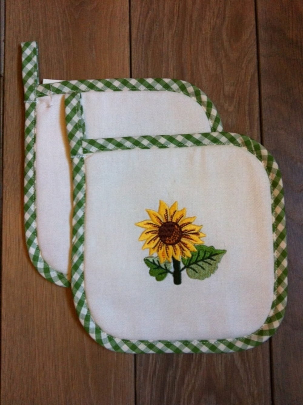 Комплект из двух прихваток 20х20 Old Florence Girasoli с зелёным кантом Италия