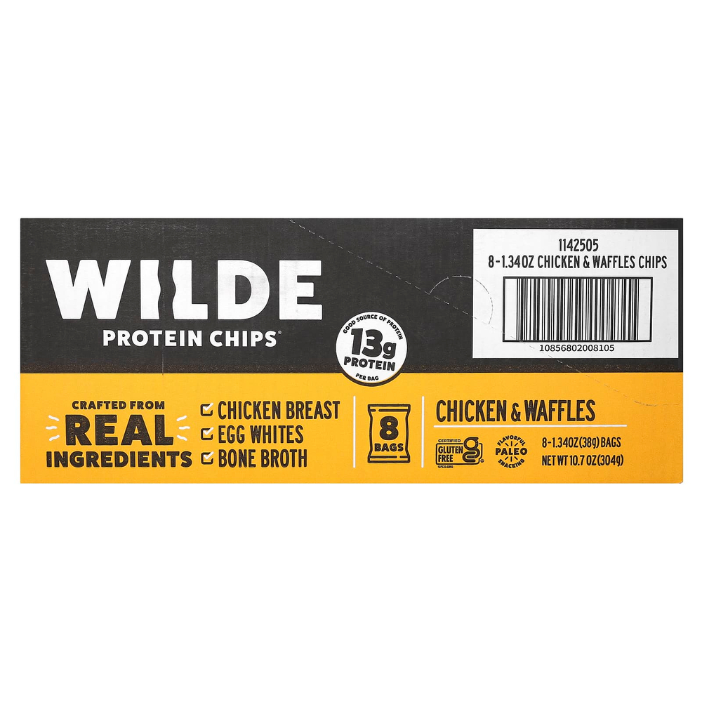 Wilde Brands, Protein Chips®, с курицей и вафлями, 8 пакетиков по 38 г (1,34 унции)