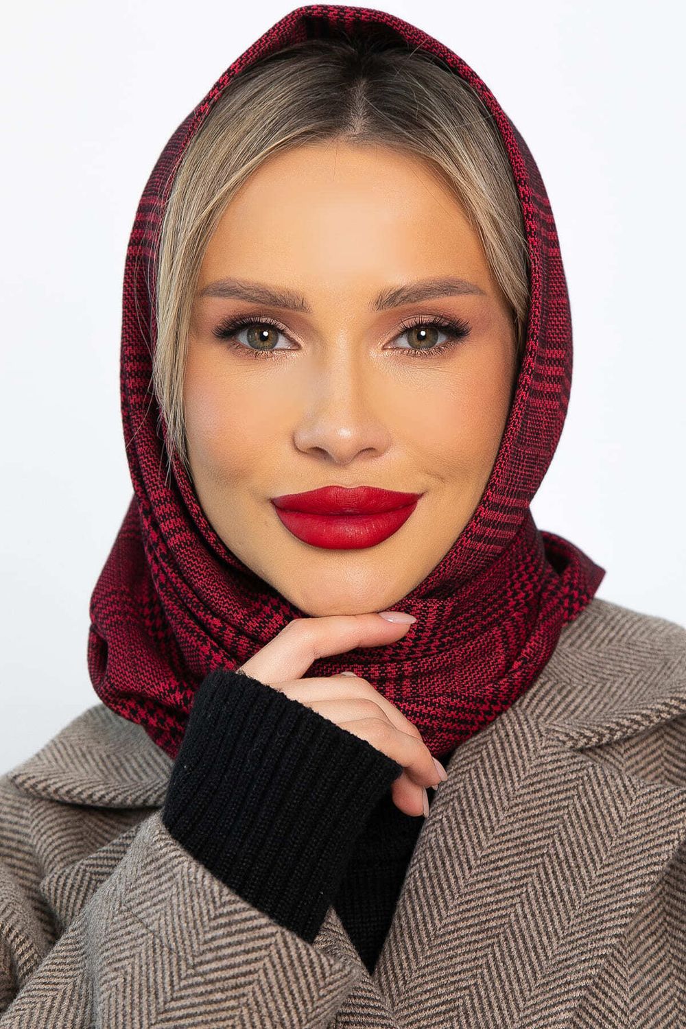 Косынка с отворотом (бордовая клетка) КО23-23М LT Collection